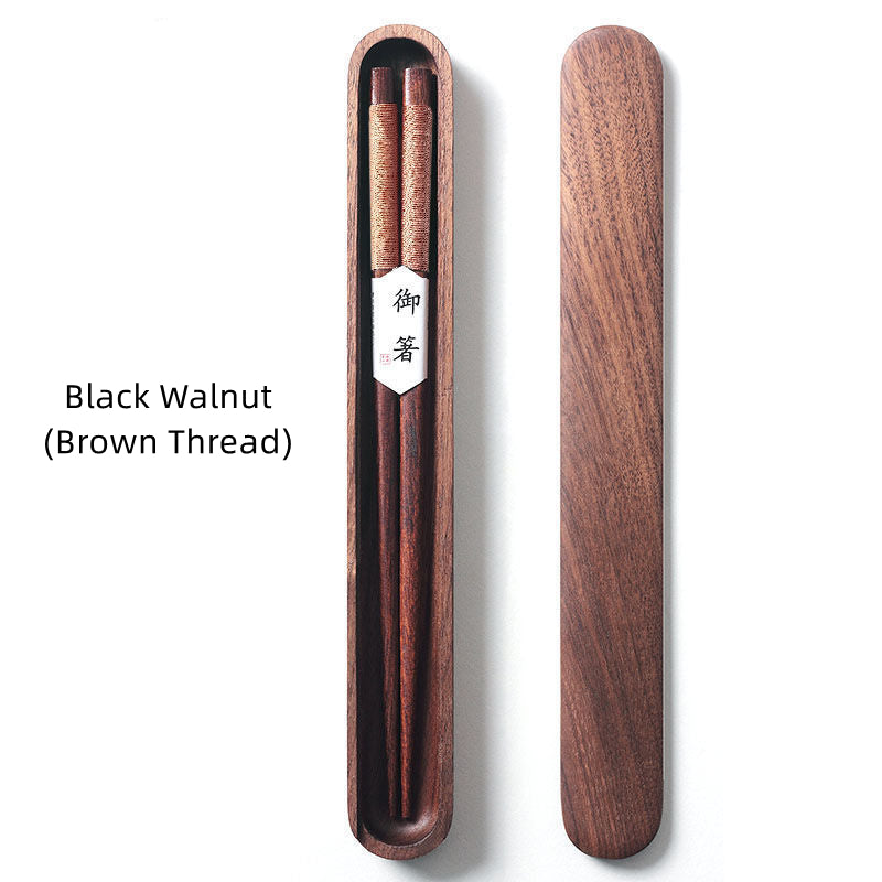 MASU Black Walnut Chopsticks with Decorative Thread in Wooden Box - MASU
