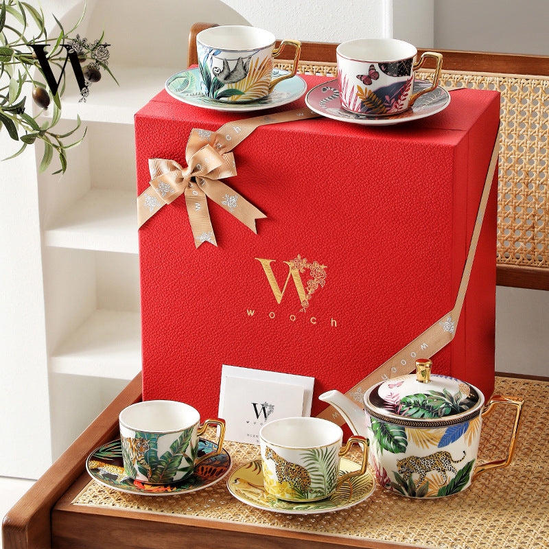 Handcrafted Rainforest Theme Ceramic Tea Cup Gift Sets - MASU