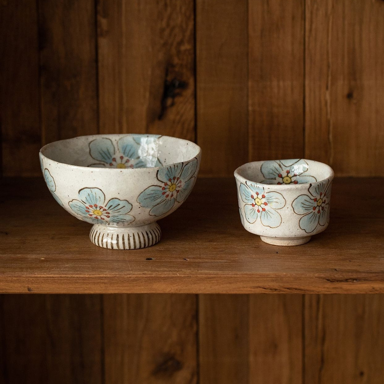 Hatsuichi Mino Ware Hana Nagare Handcrafted Tea Cup Set of Five