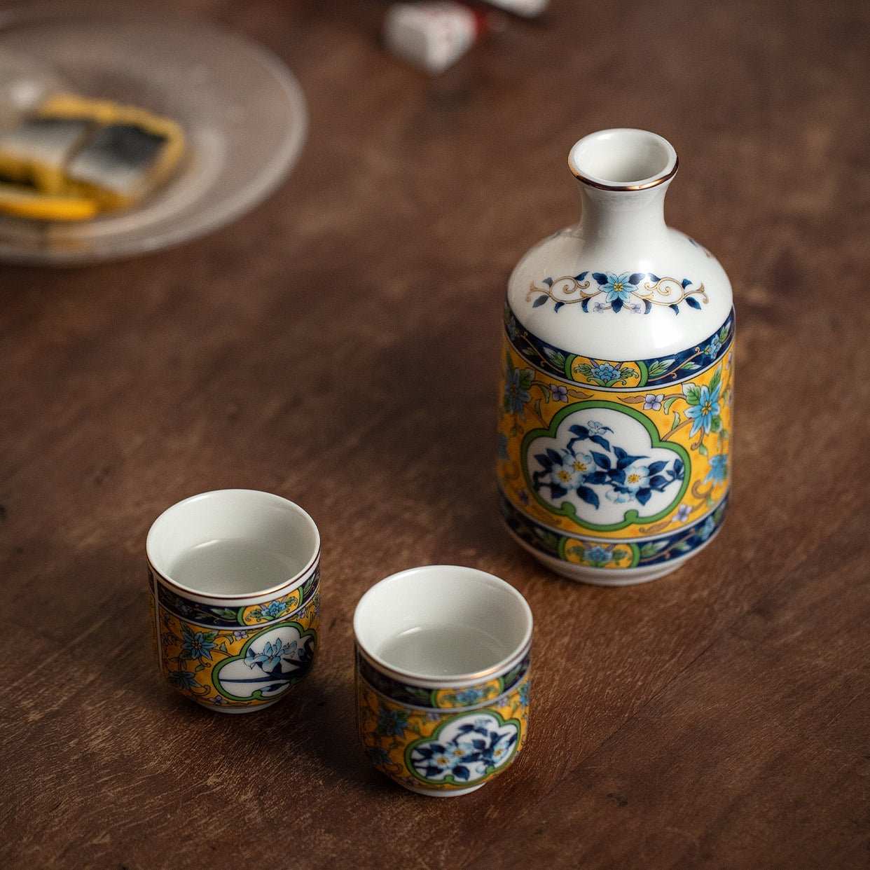 Japanese Handcrafted Mino Ware Ceramic Sake Set