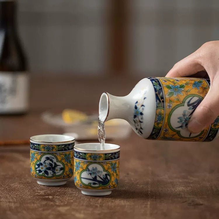 Japanese Handcrafted Mino Ware Ceramic Sake Set