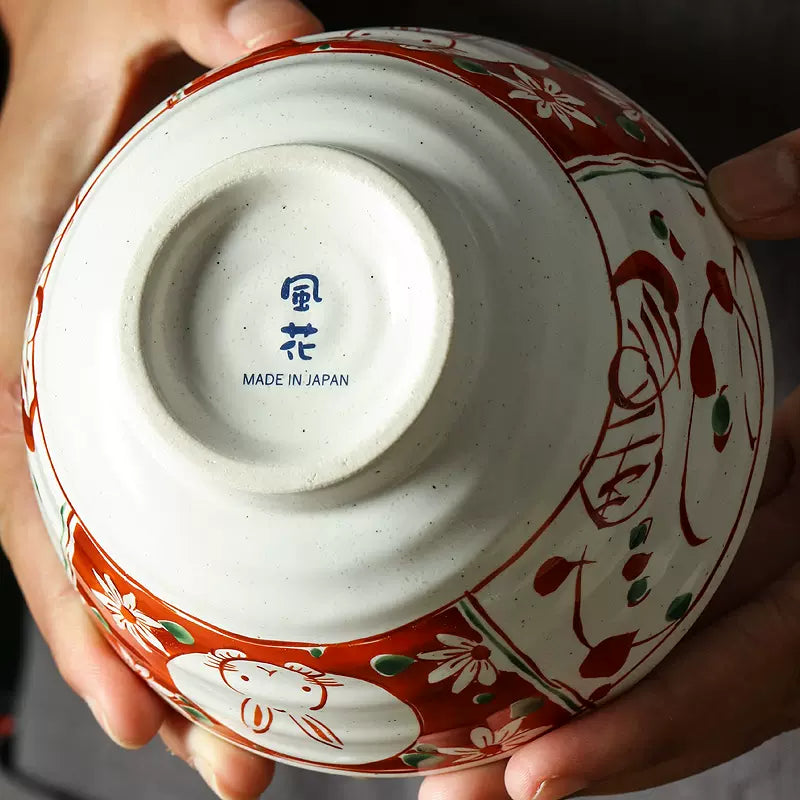 Mino Ware Fuka Rabbit Ceramic Bowl Set of Five