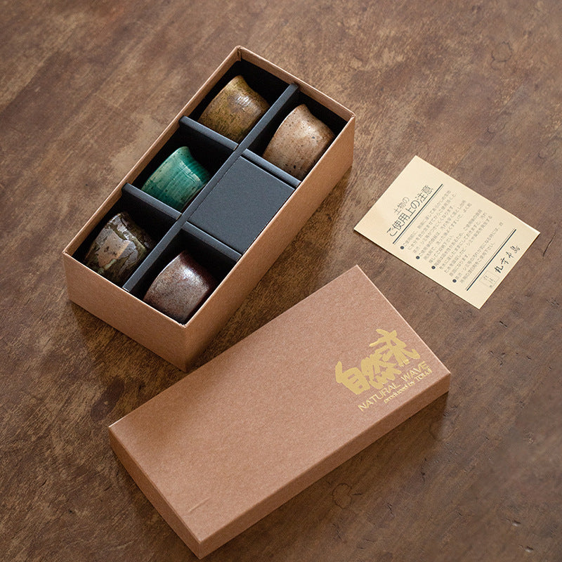 Touji Mino Ware Natural Wave Tea Cup Set of Five