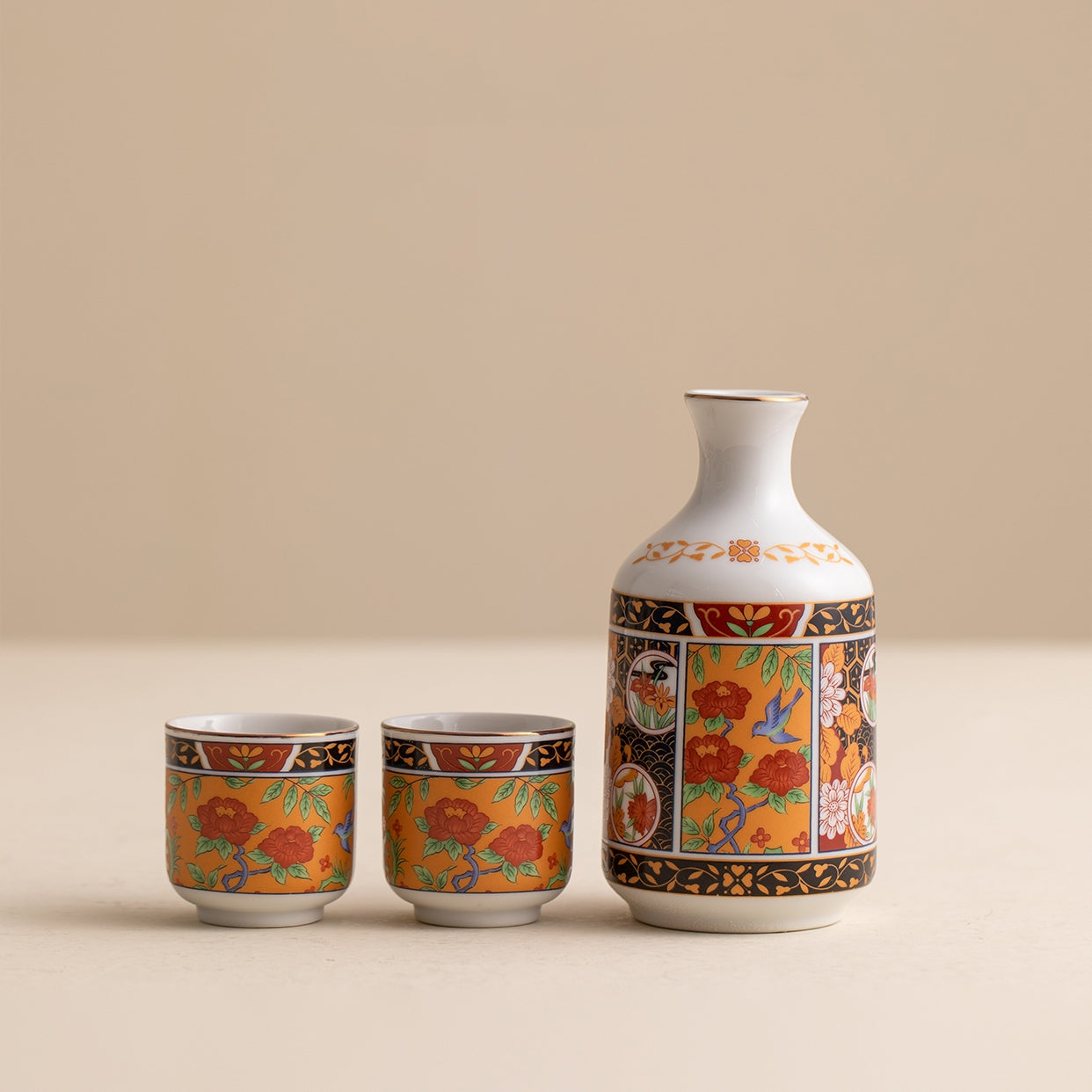 Japanese Handcrafted Mino Ware Ceramic Sake Set