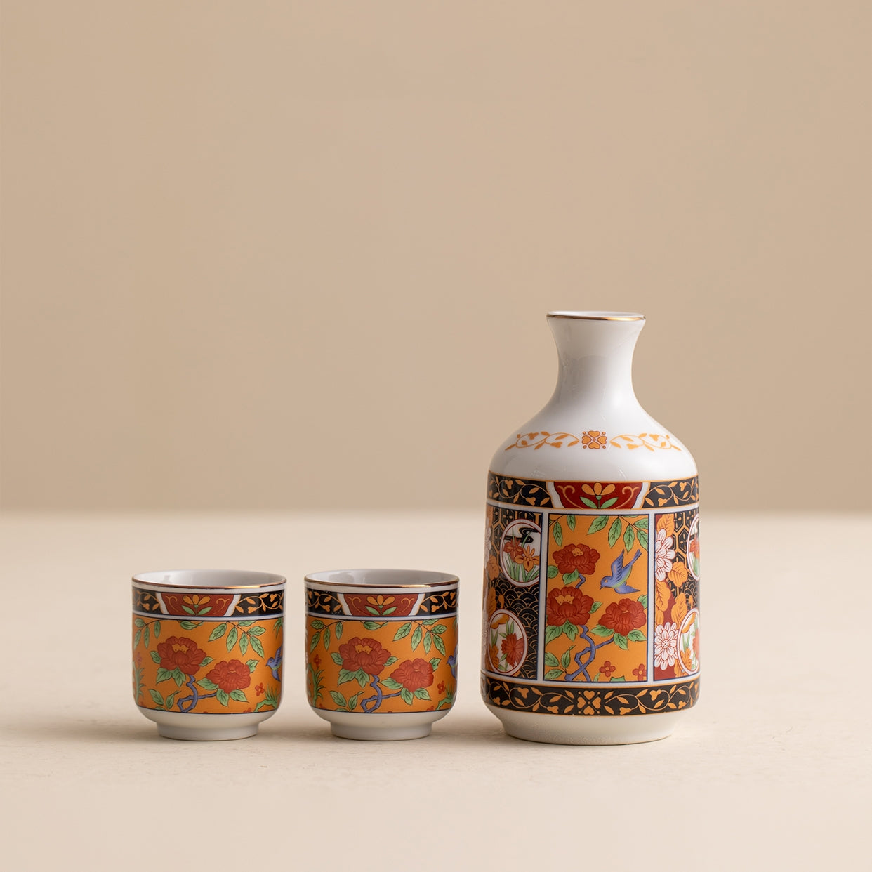 Japanese Handcarfted Mino Ware Ceramic Sake Set