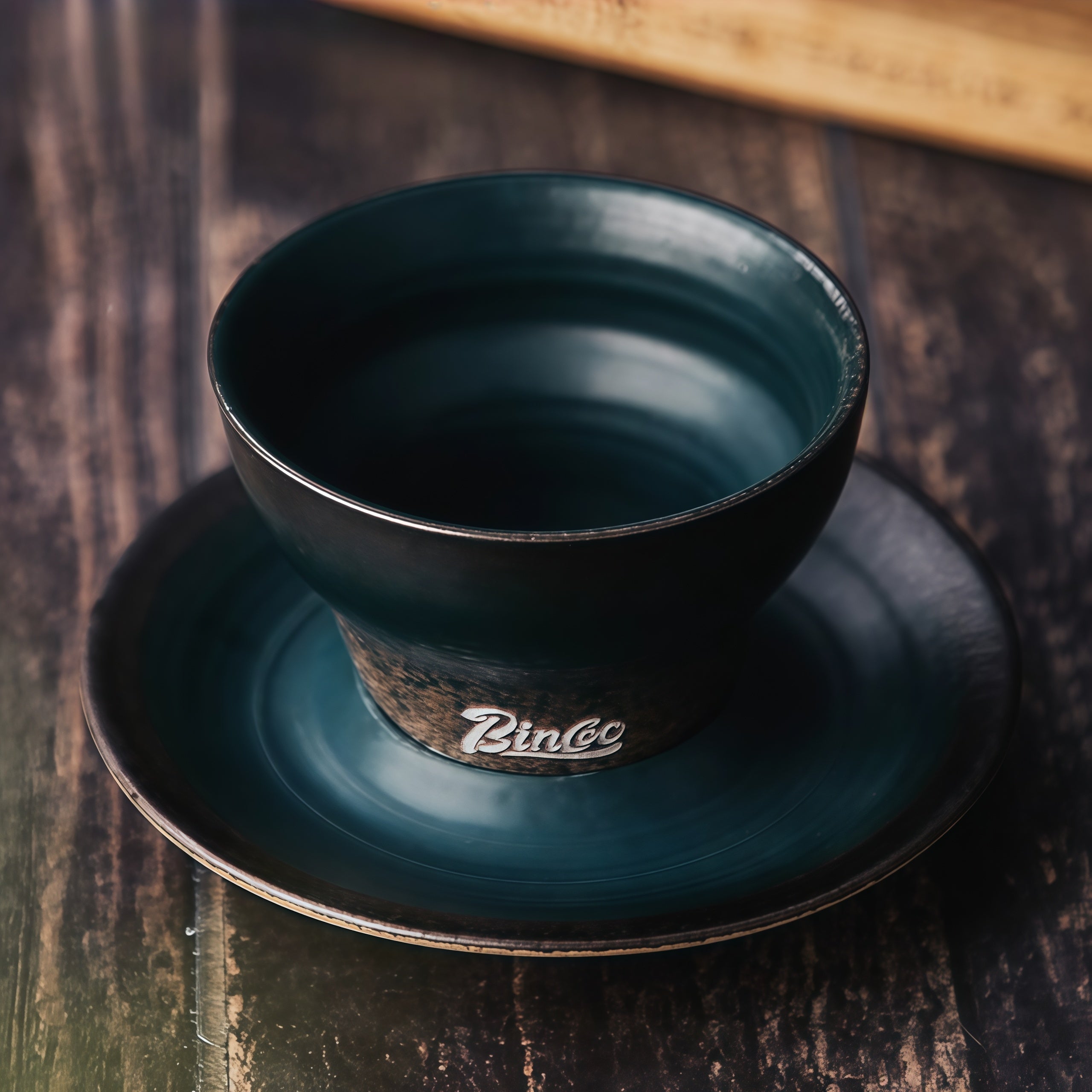 Handcrafted Glazed Ceramic Cone Shape Coffee Cup/Saucer Set