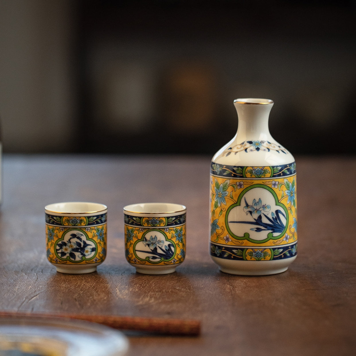 Japanese Handcrafted Mino Ware Ceramic Sake Set