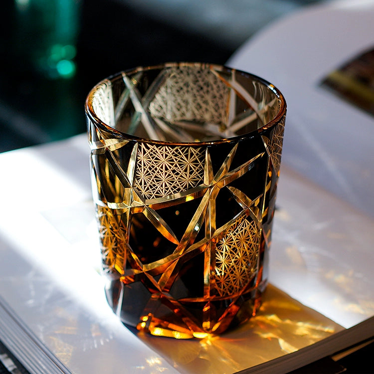 MASU Crane Kiriko Lightning - Handcrafted Whiskey Box With Wooden Glass Edo