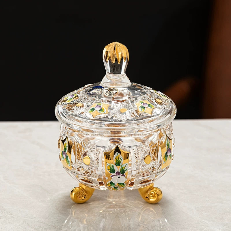 Bohemian Crystal Gilded Enamel Candy Bowl And Dish Collection