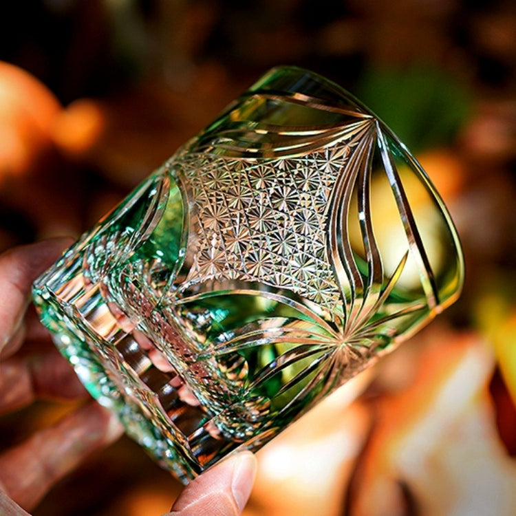 Edo Kiriko Handcrafted Lepidoptera Whisky Glass With Wooden Box