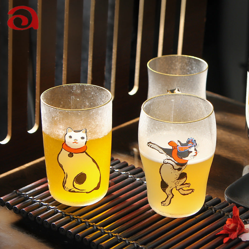 Aderia Edo Neko Frosted Glass Beer Mug Gift Set - MASU
