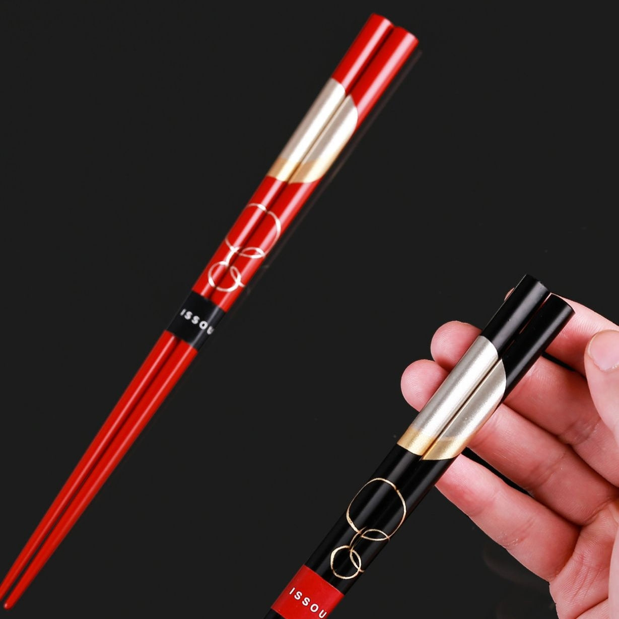 ISSOU Moon and Blossom Japanese Handcrafted Wooden Chopsticks Wedding Gift Set