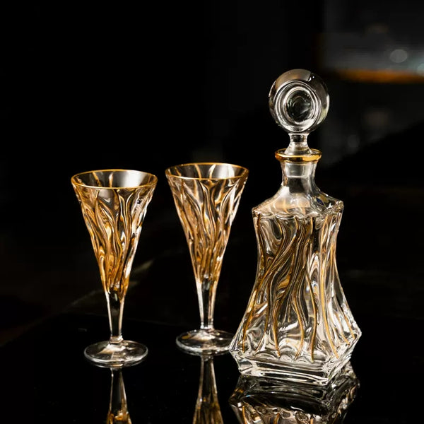 Bohemia Crystal Luxury Wine and Champagne Glass Decanter Set