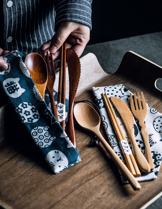 Handcrafted Wooden Japanese utensils set 