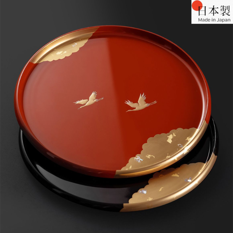 Japanese Handcrafted Circular Cranes Resin Tray - MASU