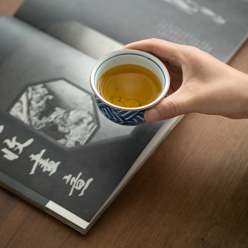 Hasami Ware Handcrafted Ruriei no Tori Tea Cup Set of Five