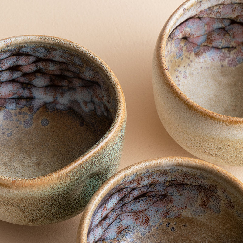 Nunobiki Ware Handcrafted Yukifubuki Tea Cup Set of Five