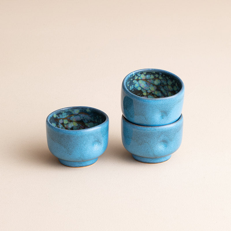 Nunobiki Ware Handcrafted Unkai Tea Cup Set of Five
