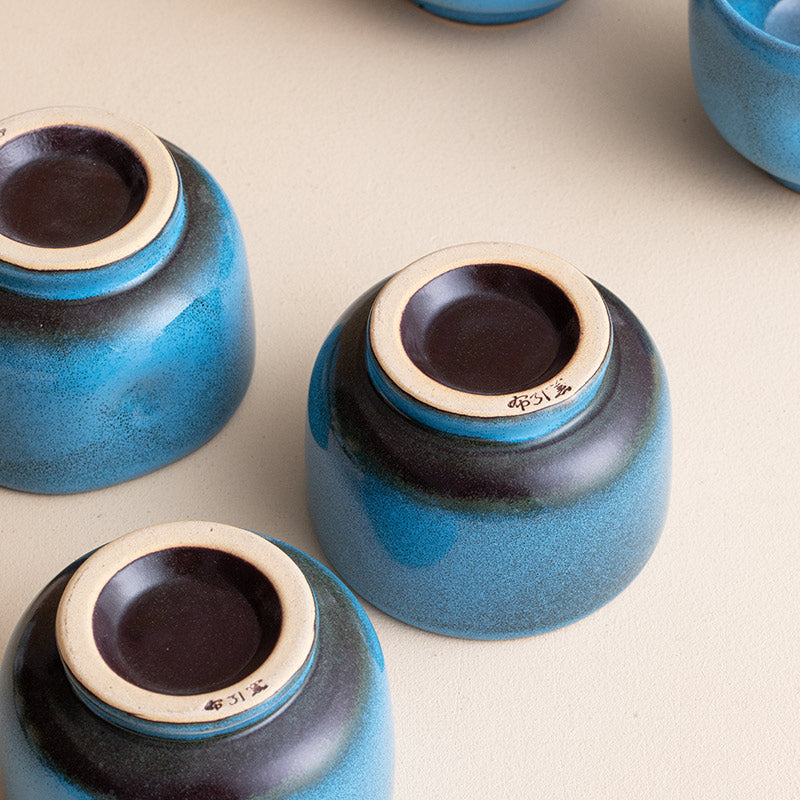 Nunobiki Ware Handcrafted Unkai Tea Cup Set of Five