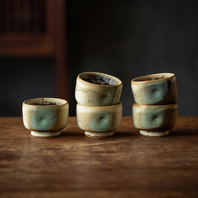 Nunobiki Ware Handcrafted Yukifubuki Tea Cup Set of Five