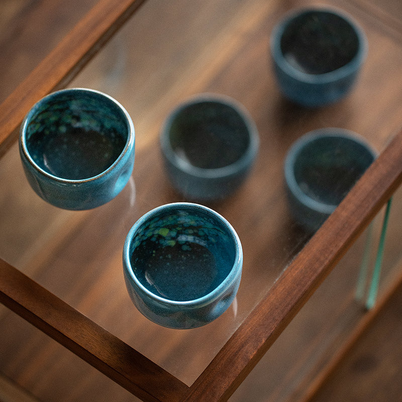 Nunobiki Ware Handcrafted Unkai Tea Cup Set of Five