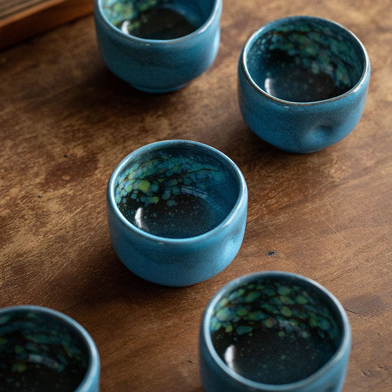 Nunobiki Ware Handcrafted Unkai Tea Cup Set of Five
