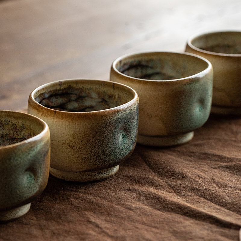 Nunobiki Ware Handcrafted Yukifubuki Tea Cup Set of Five