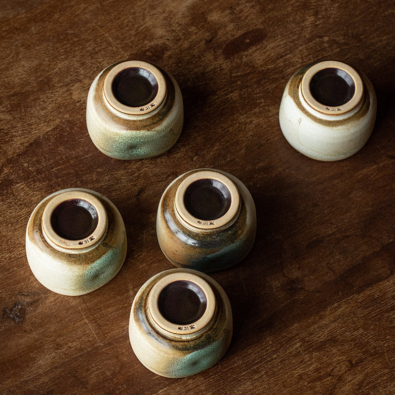 Nunobiki Ware Handcrafted Yukifubuki Tea Cup Set of Five