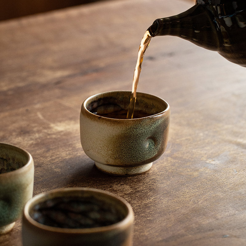 Nunobiki Ware Handcrafted Yukifubuki Tea Cup Set of Five