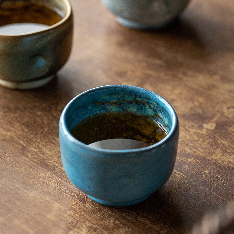 Nunobiki Ware Handcrafted Unkai Tea Cup Set of Five