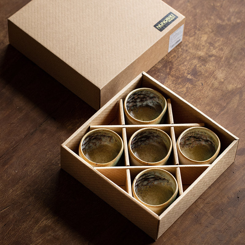 Nunobiki Ware Handcrafted Yukifubuki Tea Cup Set of Five