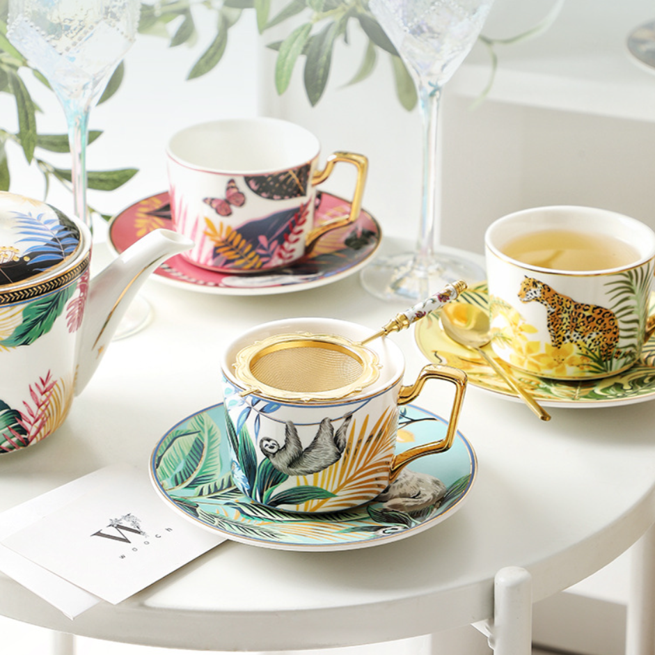 Handcrafted Rainforest Theme Ceramic Tea Cup Gift Sets - MASU