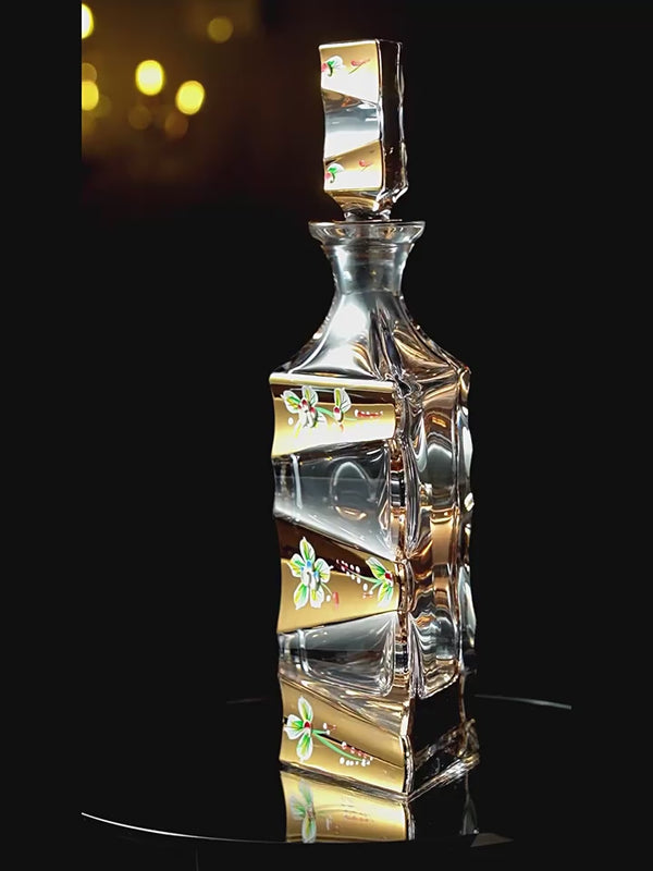 Bohemia Enamel Bloom Crystal Whiskey Decanter Set
