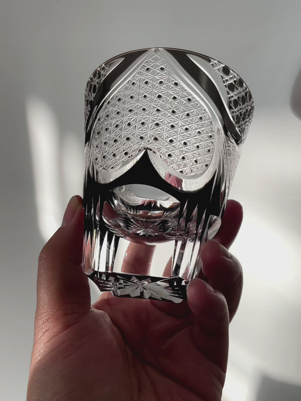 Edo Kiriko Handcrafted Spade Serenity Whiskey Glass With Wooden Box