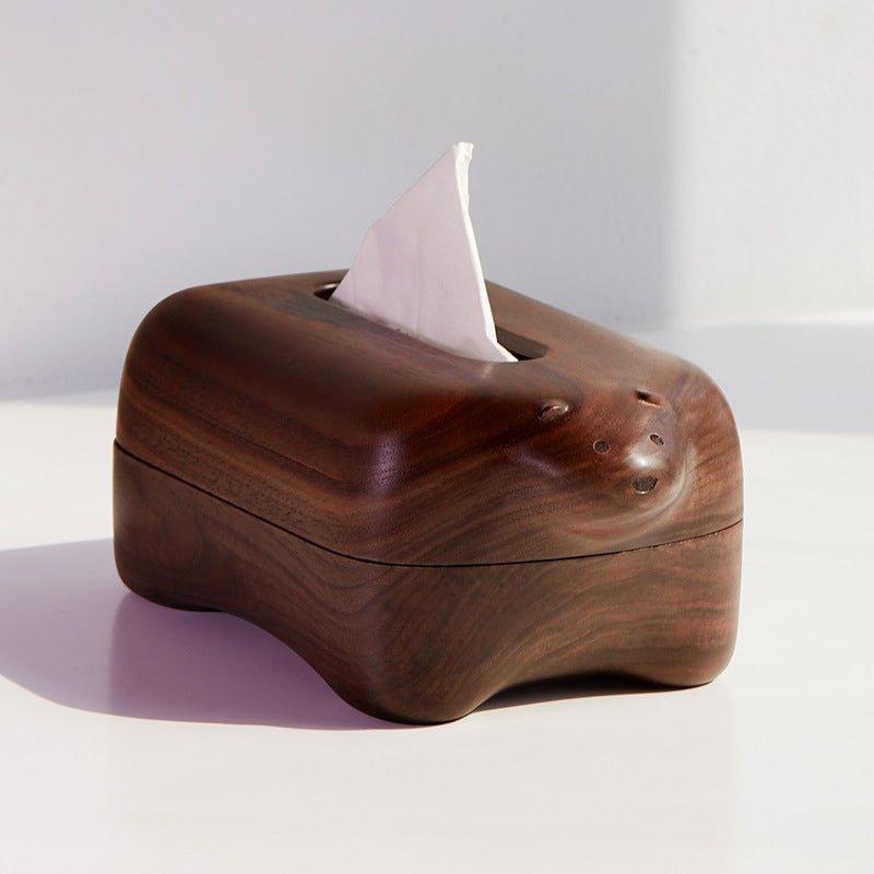 Handcraft Bear Shaped Walnut Wood Tissue Box With Magnetic Cover - MASU
