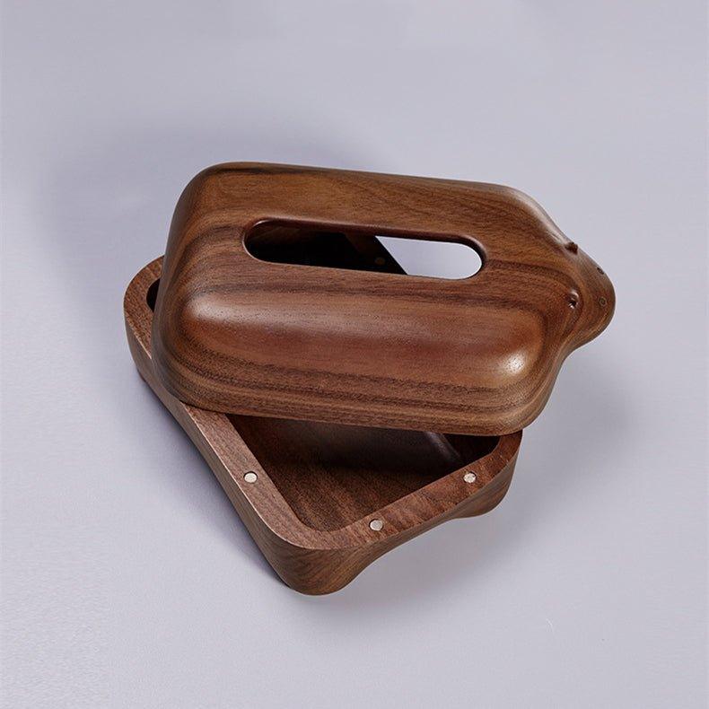 Handcraft Bear Shaped Walnut Wood Tissue Box With Magnetic Cover - MASU