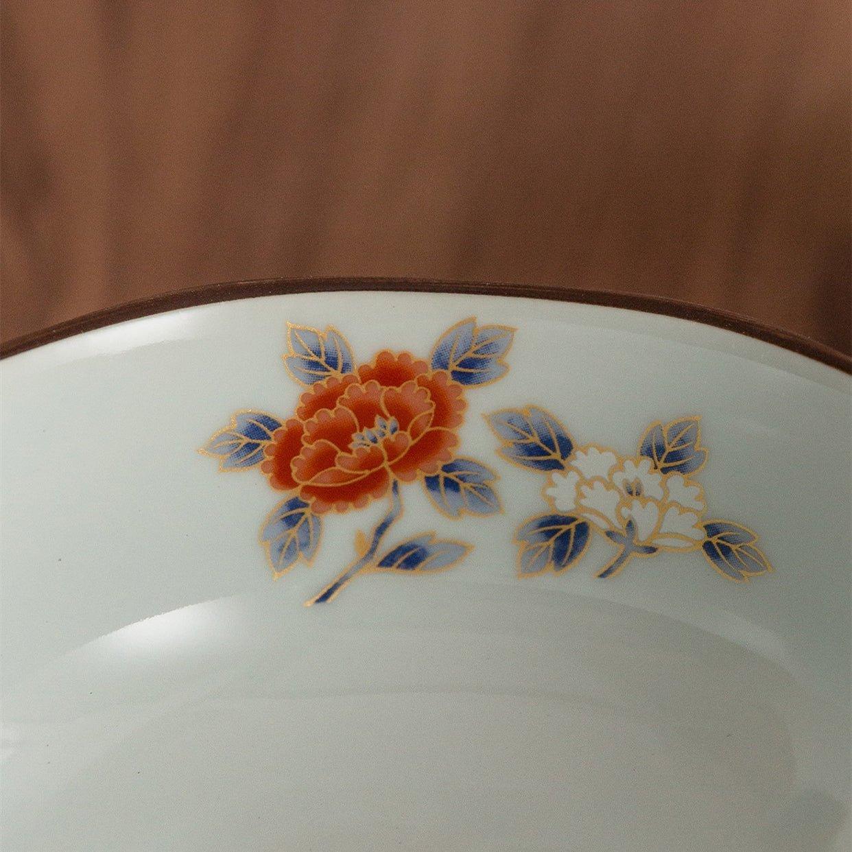 Japanese Mino Ware Court Dyed Brocade Octagonal Bowls Set - MASU