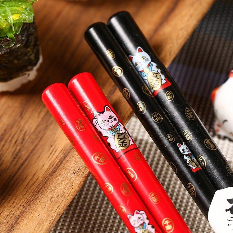 Japanese Maneki-neko (Lucky Cat) Chopstick Set - MASU