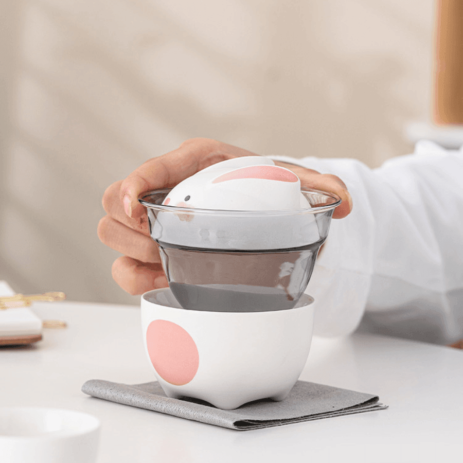 Ceramic Bunny Tea Set With Carrying Case - MASU