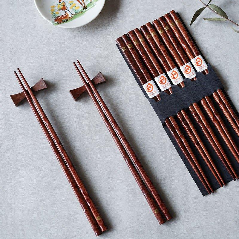 Japanese Golden Sakura Wooden Chopstick Set