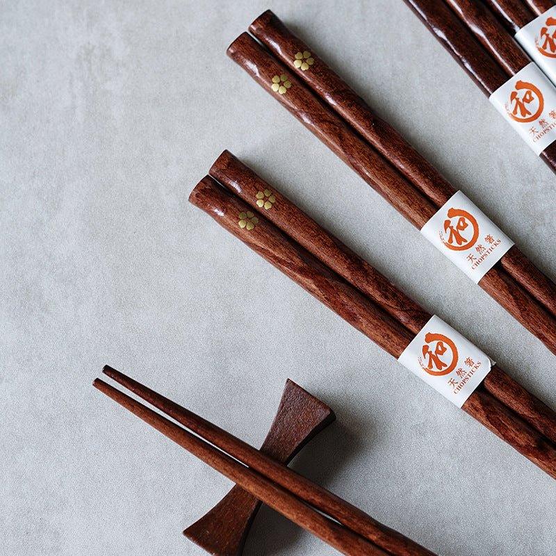 Japanese Golden Sakura Wooden Chopstick Set - MASU