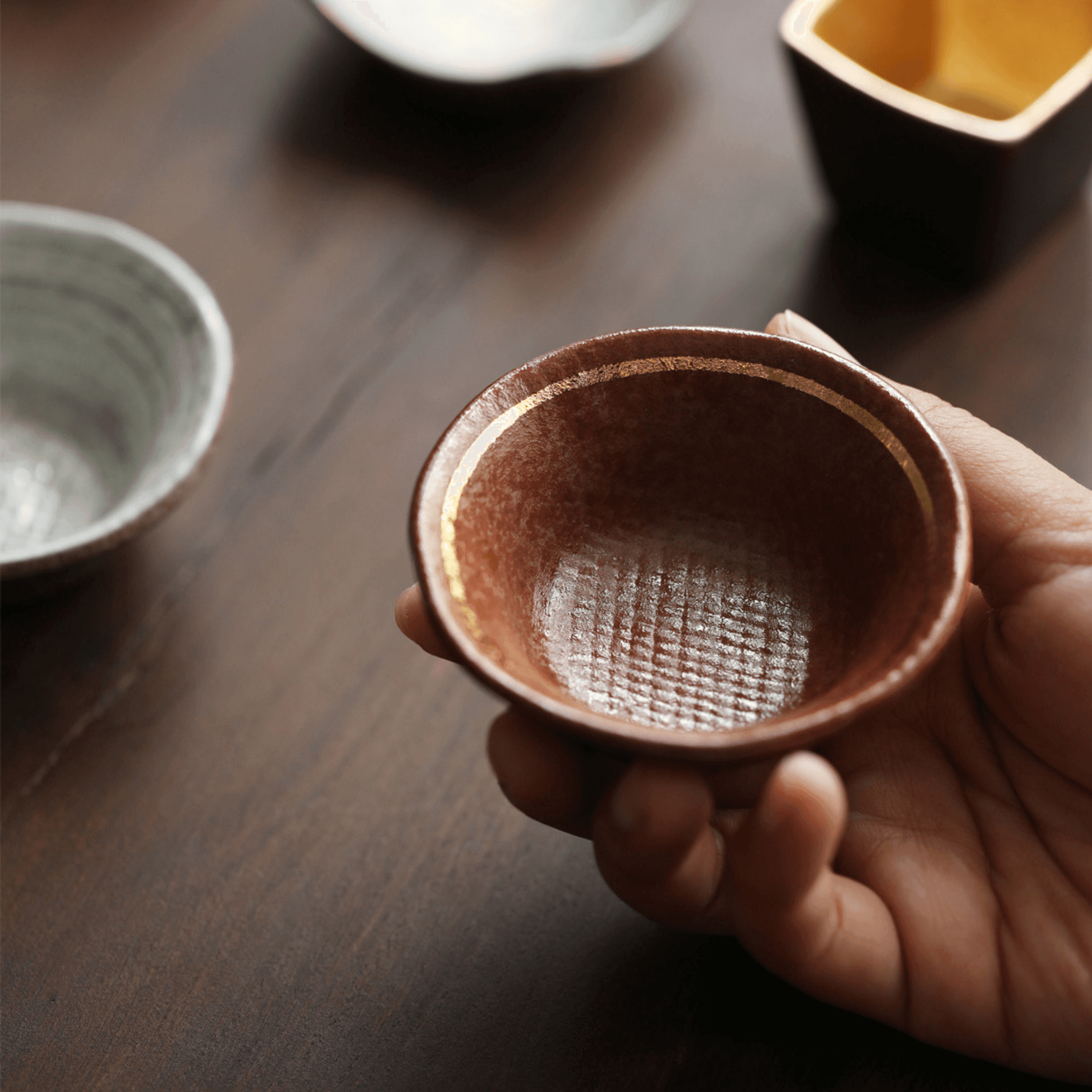 Touetsugama Japanese Golden Glazed Tea Set - MASU