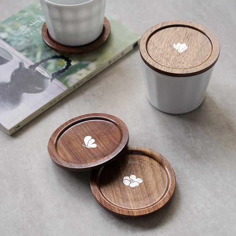 Japanese Rounded Walnut Wood Tea Cup Lid/Coaster - MASU