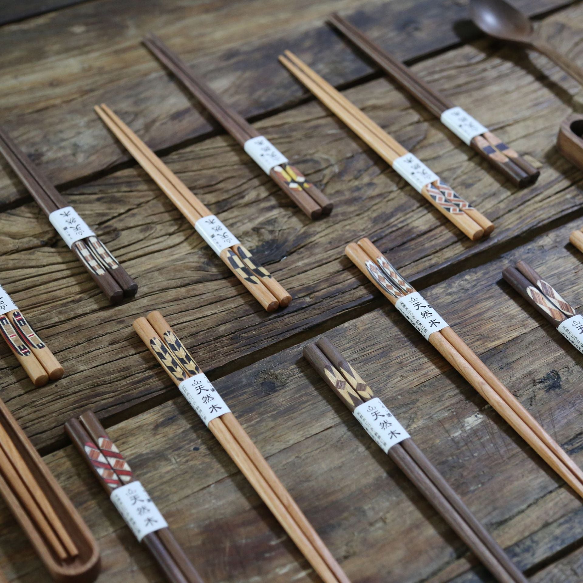 Japanese Assorted Pattern Wooden Chopstick Sets - MASU