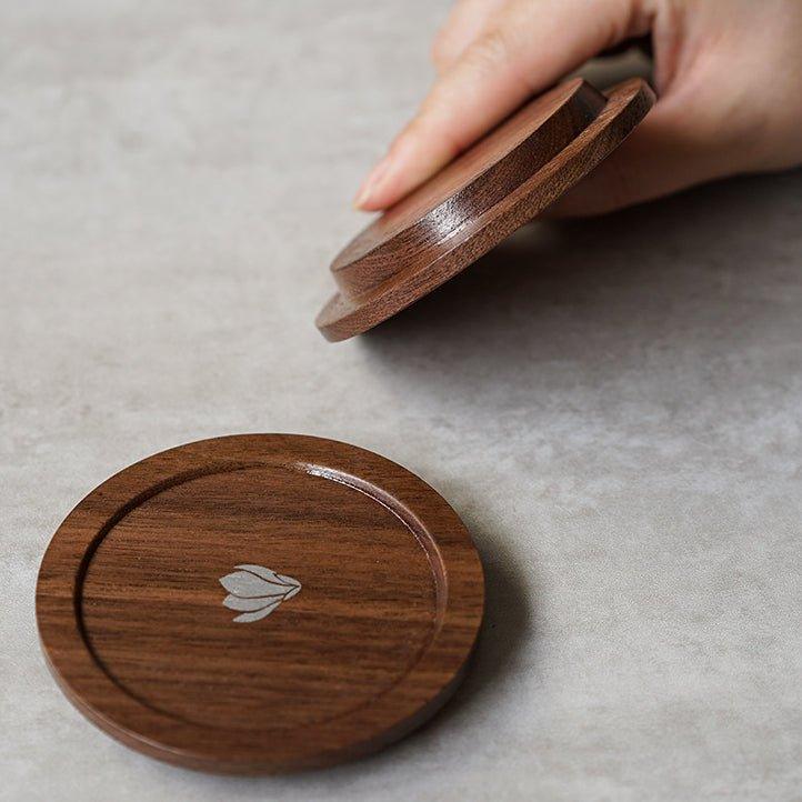 Japanese Rounded Walnut Wood Tea Cup Lid/Coaster - MASU