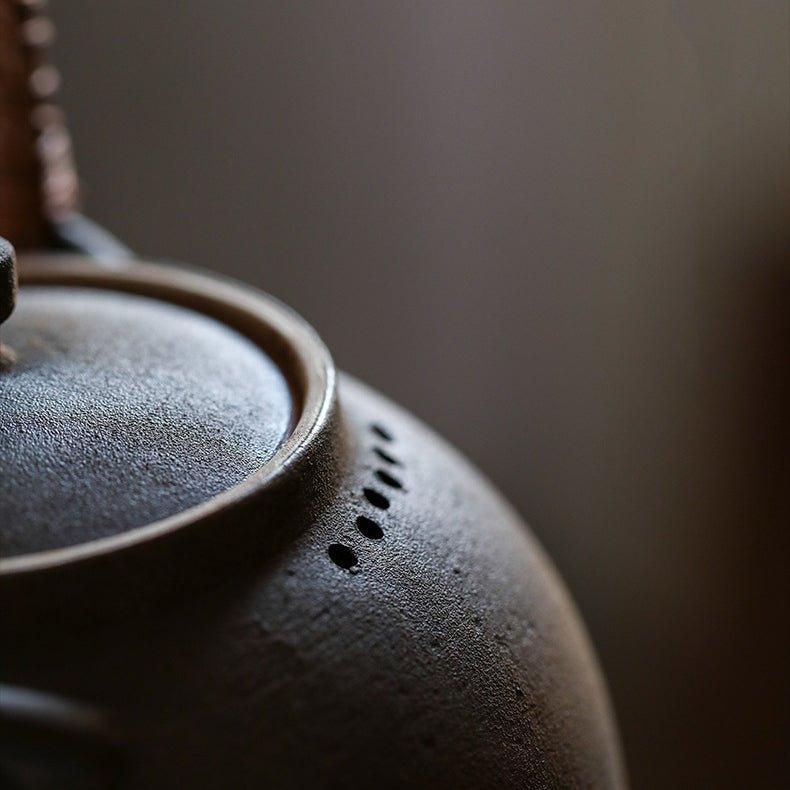 Handcrafted Ceramic Ball Shaped Boiler With Rattan Handle - MASU