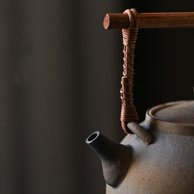 Handcrafted Ceramic Ball Shaped Boiler With Rattan Handle - MASU