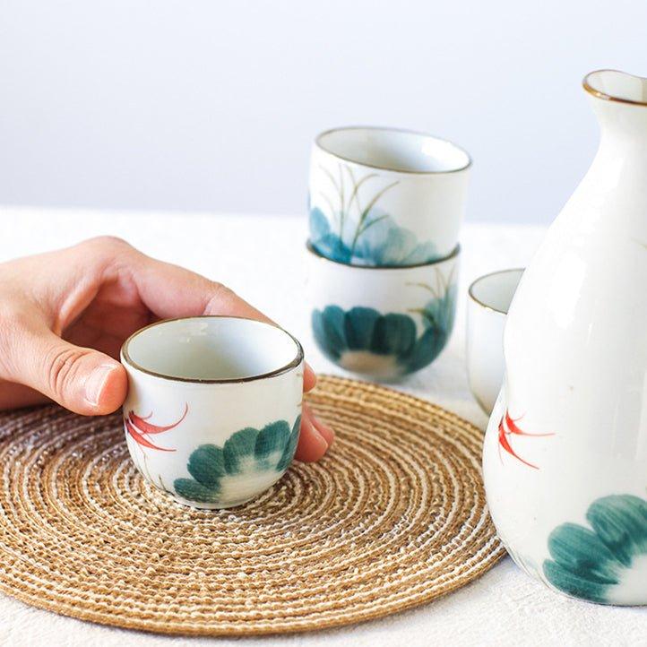 Japanese Handcrafted Goldfish Ceramic Sake Set - MASU
