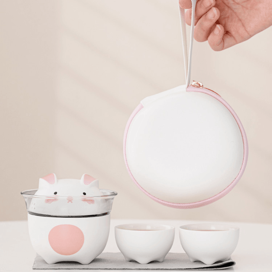 Ceramic Bunny Tea Set With Carrying Case - MASU