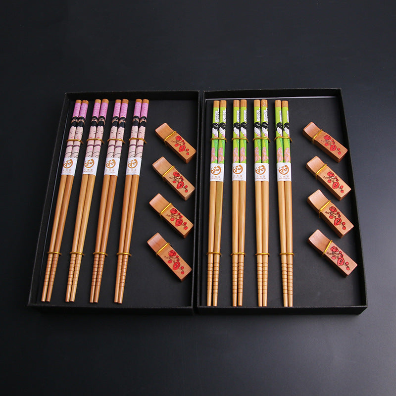 Japanese Geisha Themed Handcrafted Bamboo Chopsticks Sets - MASU